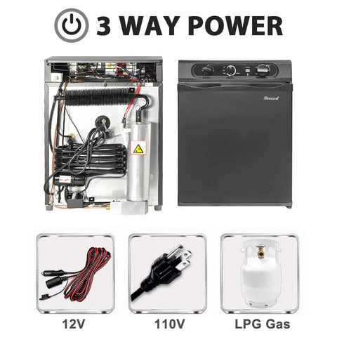 SMAD 12V 110V LPG 3-way powered camper refrigerator