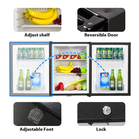 electric cooler for car with lock and reversible door