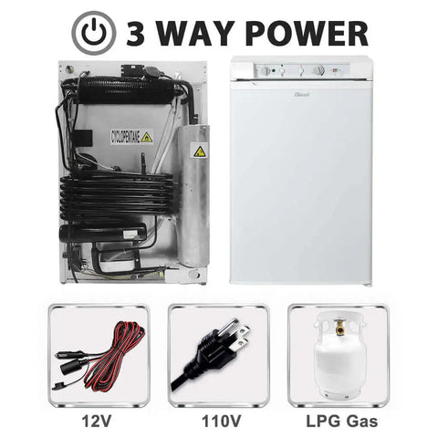 DC12V AC110V Gas 3 way powered Refrigerator