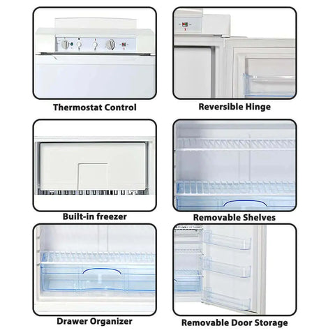 SMAD absorption refrigerator with reversible hinge