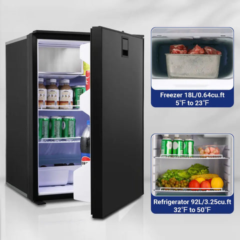 SMAD 24V truck fridge with 18l freezer and 92l refrigerator,from -10℃ to 10℃ 