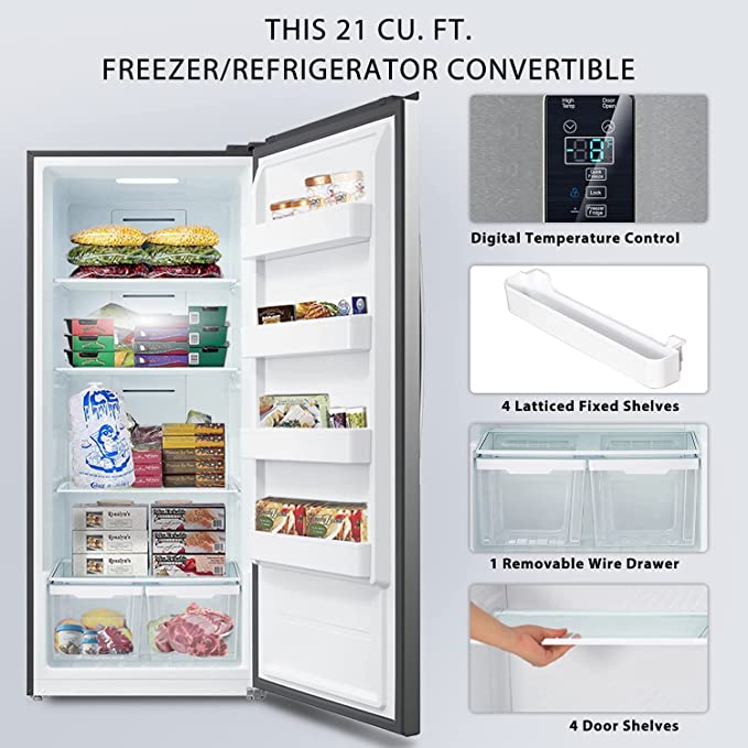 SMAD 21 Cu.Ft Large Upright Freezer, Convertible Freezer