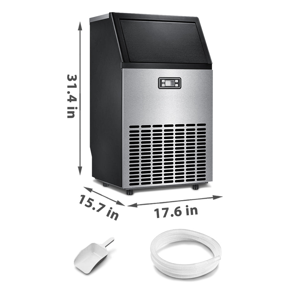Commercial Ice Maker Machine 100LBS/24H with 33LBS Ice Storage Bin 