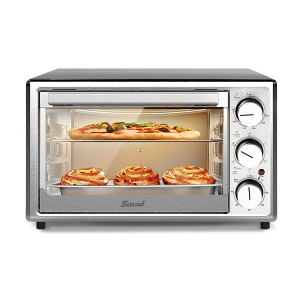 SMAD Countertop Toaster Oven with Timer Toast Bake Broil Settings-0.9 cu.ft