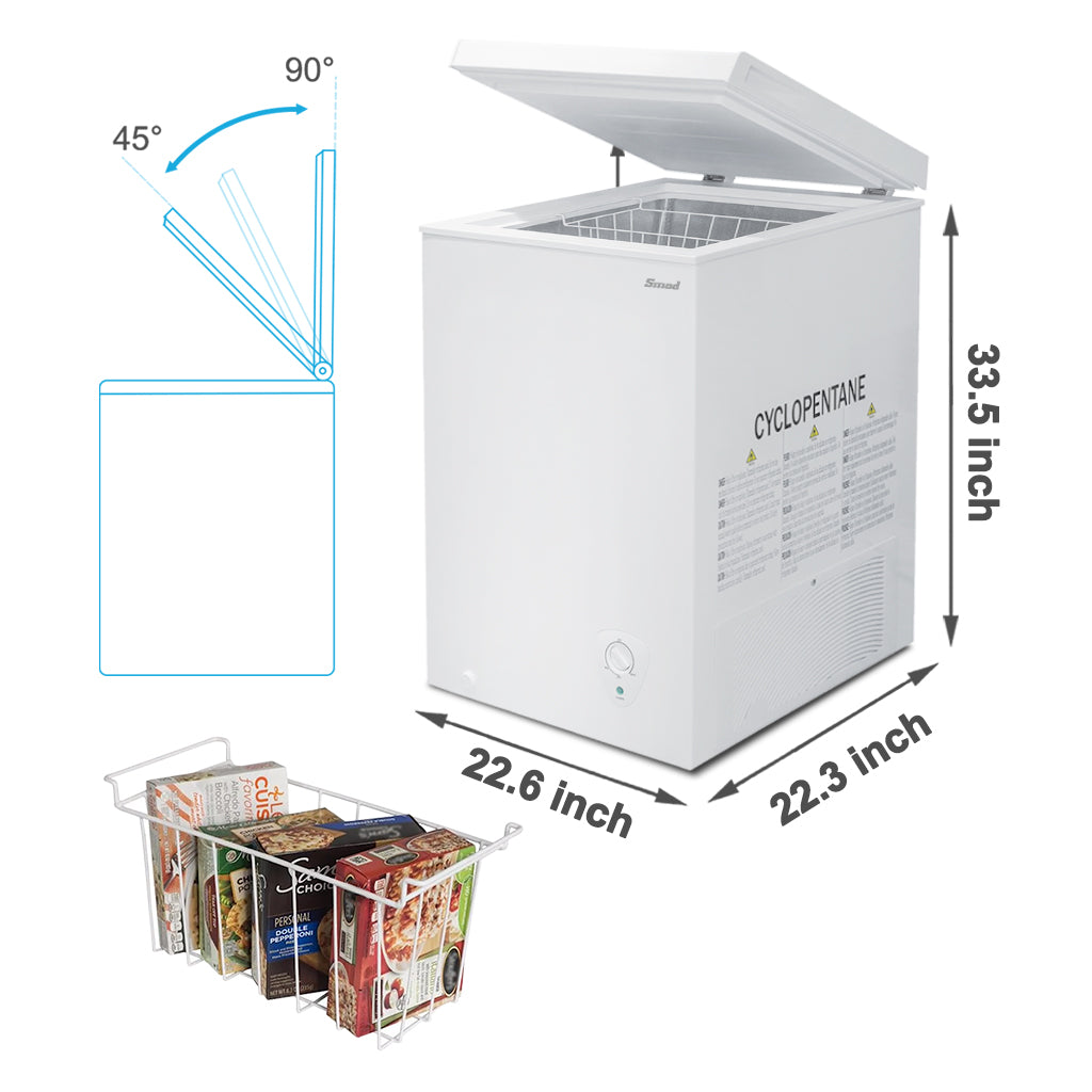 SMAD 3.5 cu.ft Mini Chest Freezer for Apartment Office Kitchen White D